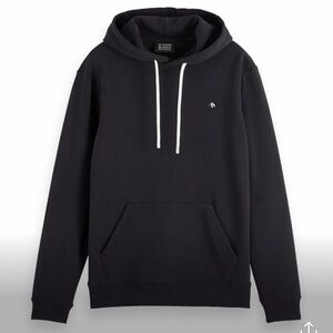 Scotch & Soda Black Hoodie with White Drawstrings